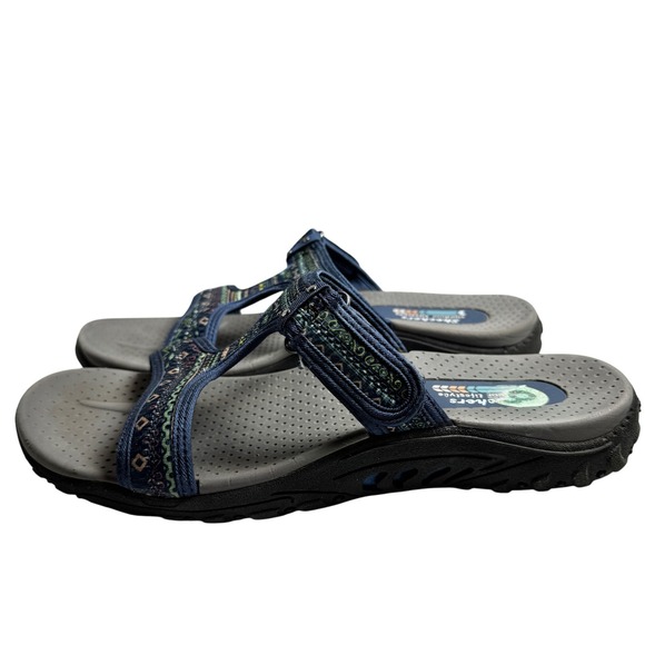 Skechers Slides Reggae Outdoor Lifestyle Womens 8 Navy Blue Slip On Sandals - Picture 3 of 9